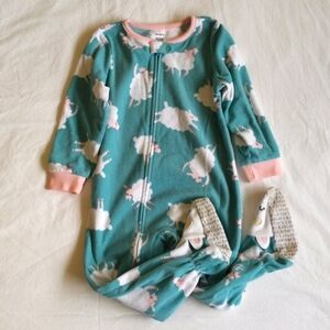 carter's sheep fleece zipper footie sleeper pajamas 2T toddler girls
